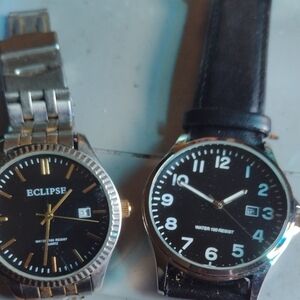 Eclipse & Amazon Black and Silver Watch Set